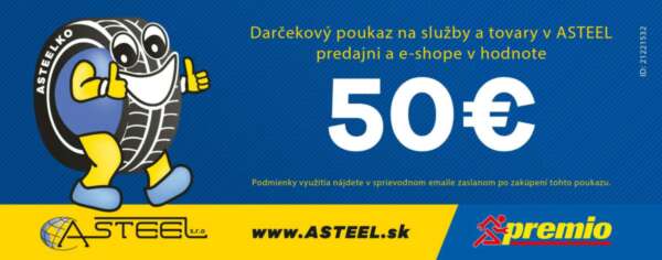 Darčekový poukaz ASTEEL v hodnote 50€